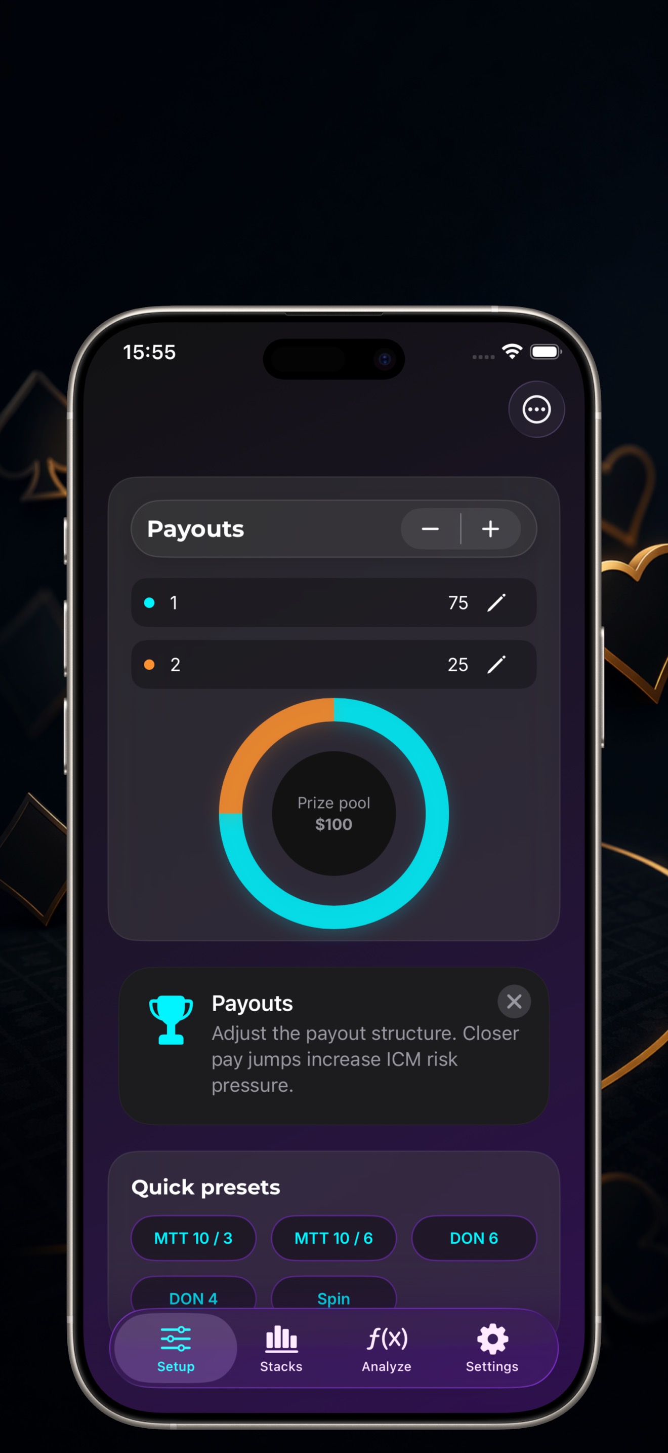 Set payouts in seconds
